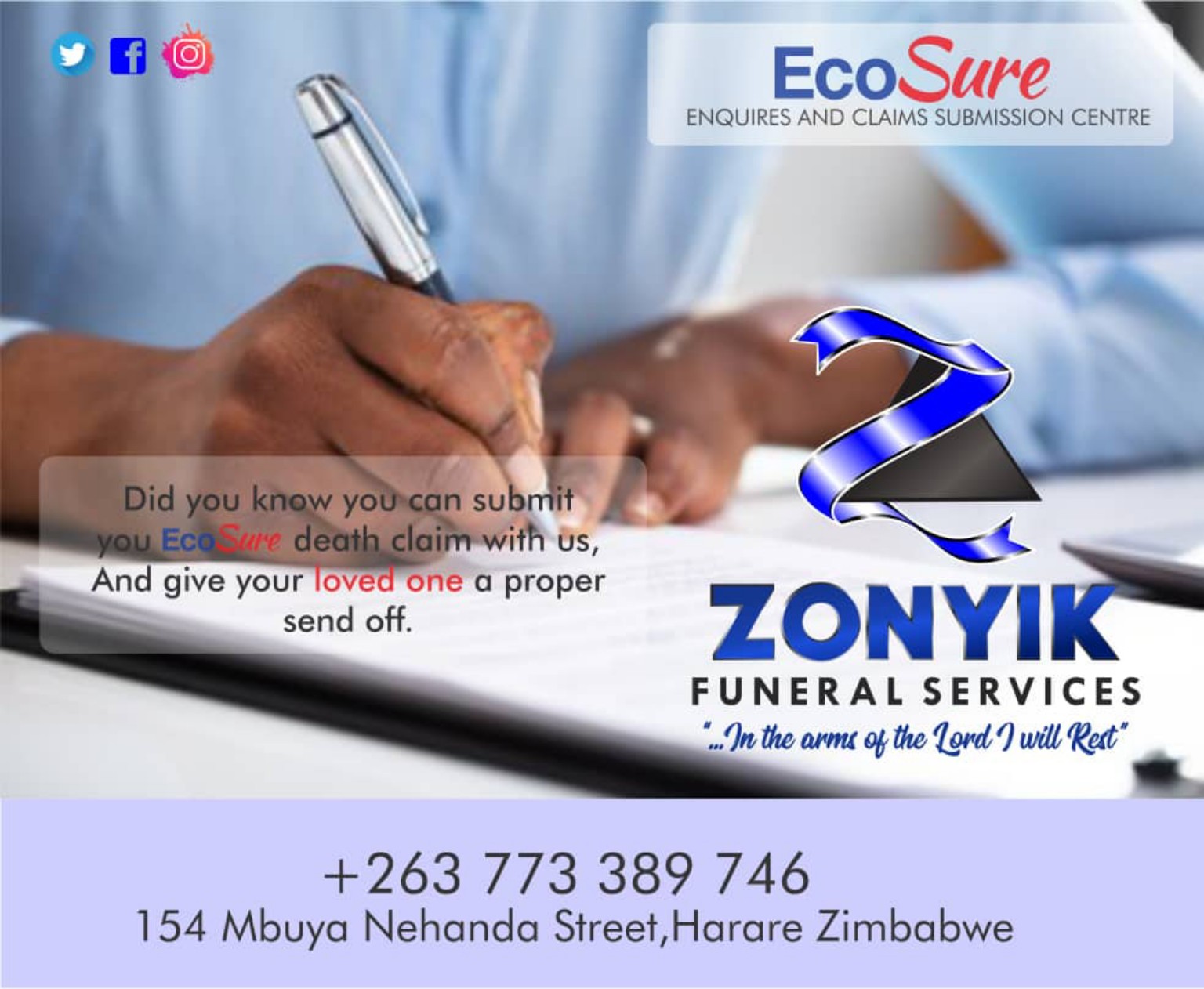 EcoSure claims submission with Zonyik Funeral Services